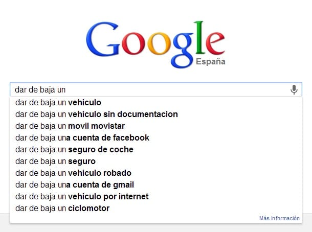 búsquedas en Google relacionadas con dar de baja