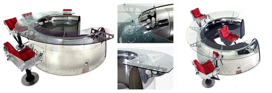 Mobiliario con aviones reciclados