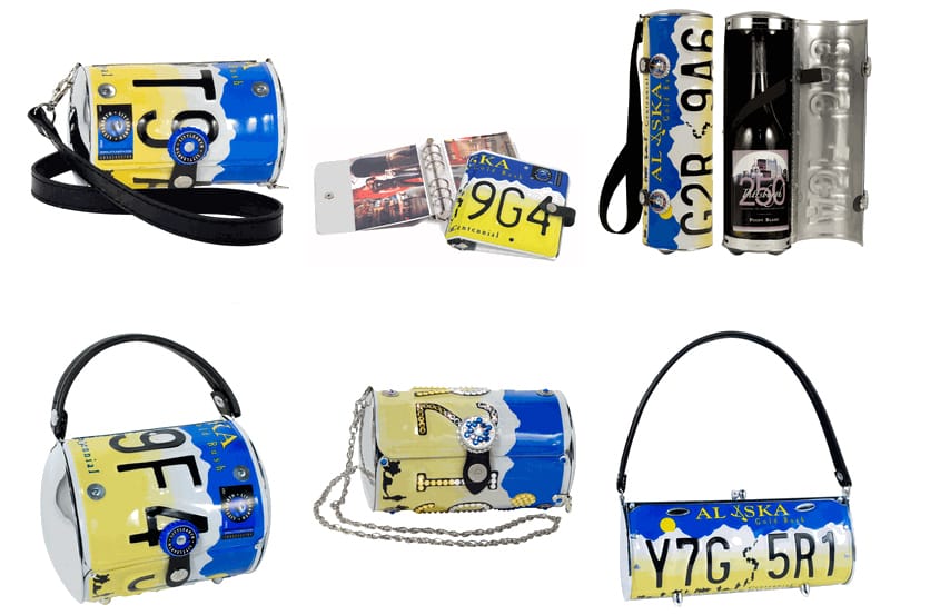 Complementos realizados con matrículas de coche