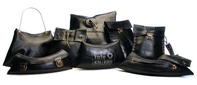 Bolsos y complementos con neumáticos reciclados