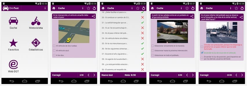test exámenes DGT con Drivtest