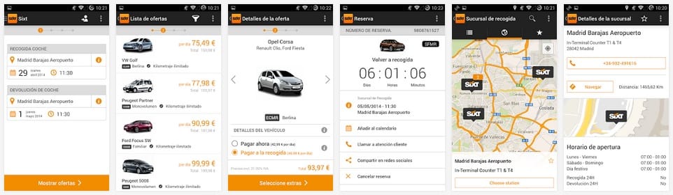 App de Sixt para alquilar coche