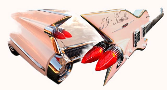 cadillac coupe coche y guitarra
