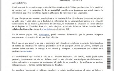Los titulares de un vehículo de entre 7 y 10 años recibirán esta carta de la DGT