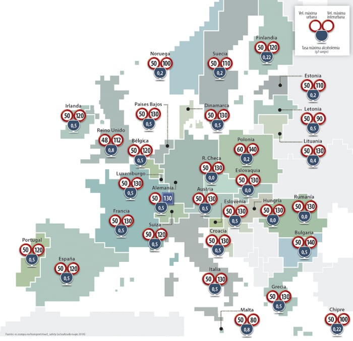 Mapa Normas en Europa