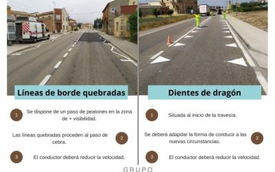 Nueva señalización experimental en carretera: dientes de dragón y líneas de borde quebradas
