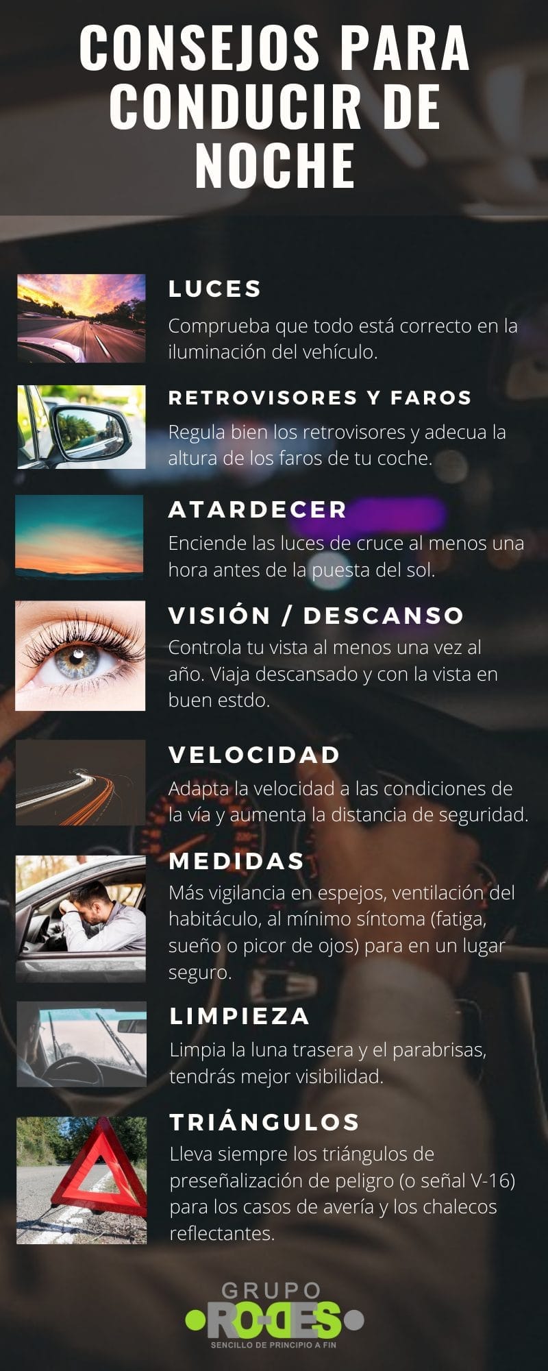 Consejos para conducir de noche