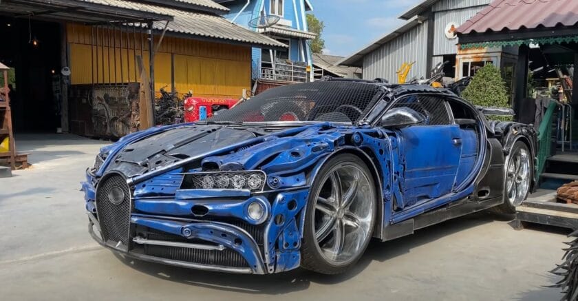 Replica de Bugatti Chiron con piezas de desguace