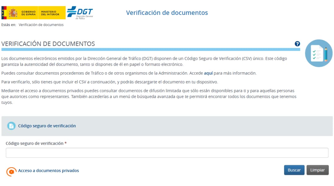 verificacion documentos dgt